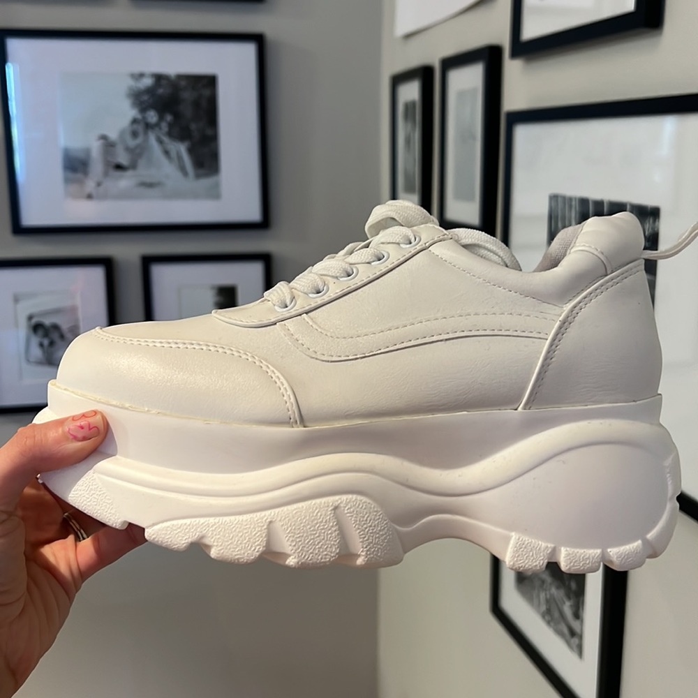 White platform sneakers
